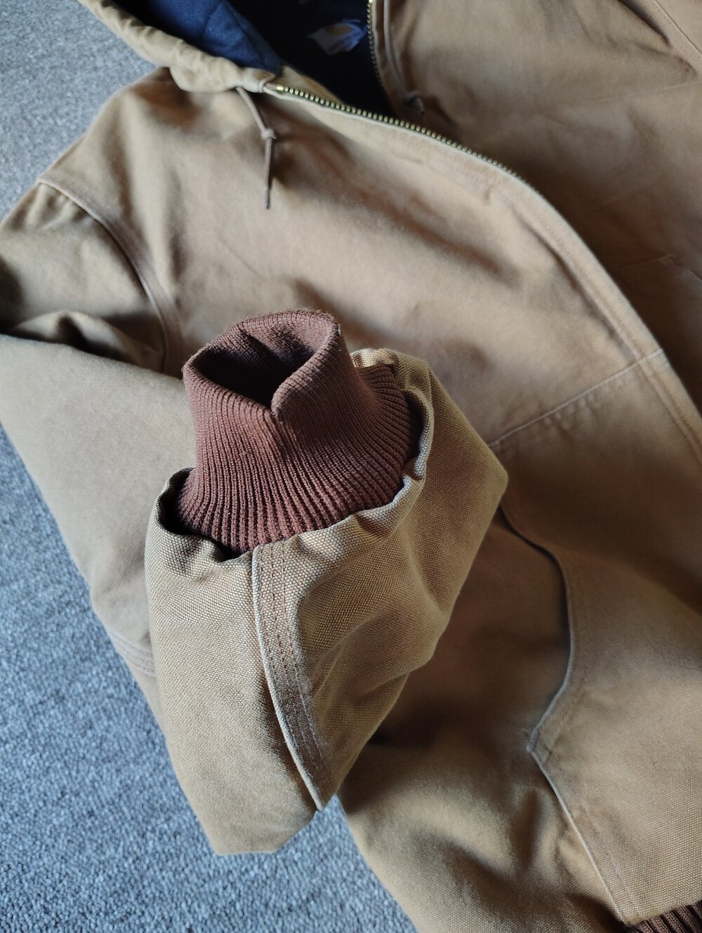 Carhartt Men's Brown Hooded Zip Front Quilt-Lined Insulated Jacket XL - Picture 8 of 16